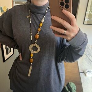 Vintage boho beaded pendant chain